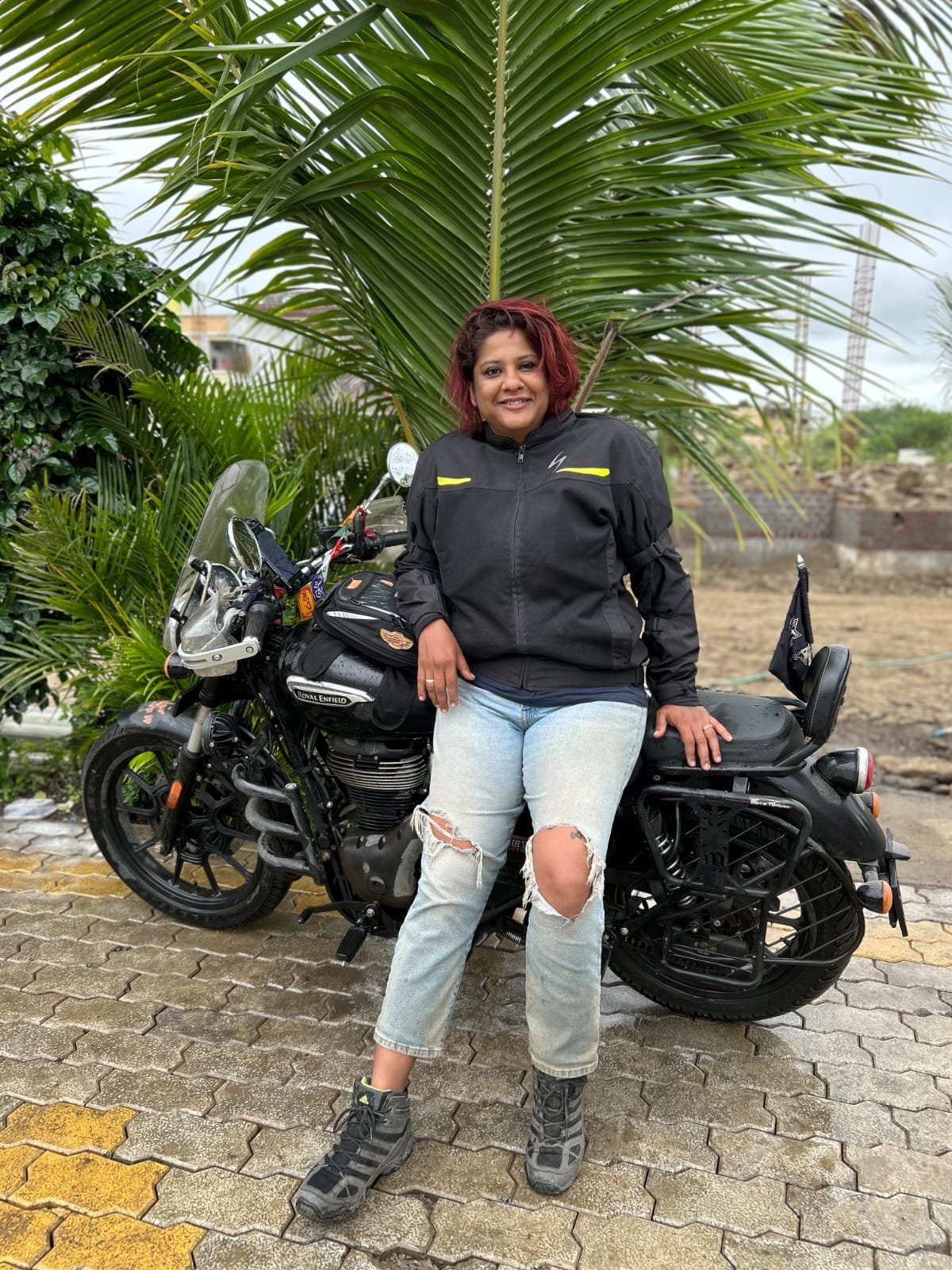 Gazal, co-founder of HOGS, with her motorcycle